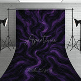 Aperturee - Aperturee Purple and Black Abstract Swirling Brushstroke Sweep Backdrop Artistic Textured Design for Photography