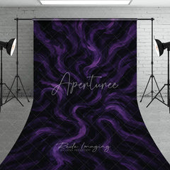Aperturee - Aperturee Purple and Black Abstract Swirling Brushstroke Sweep Backdrop Artistic Textured Design for Photography