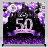 Aperturee - Aperturee Purple Black Balloon Custom 50 Birthday Bash Backdrop