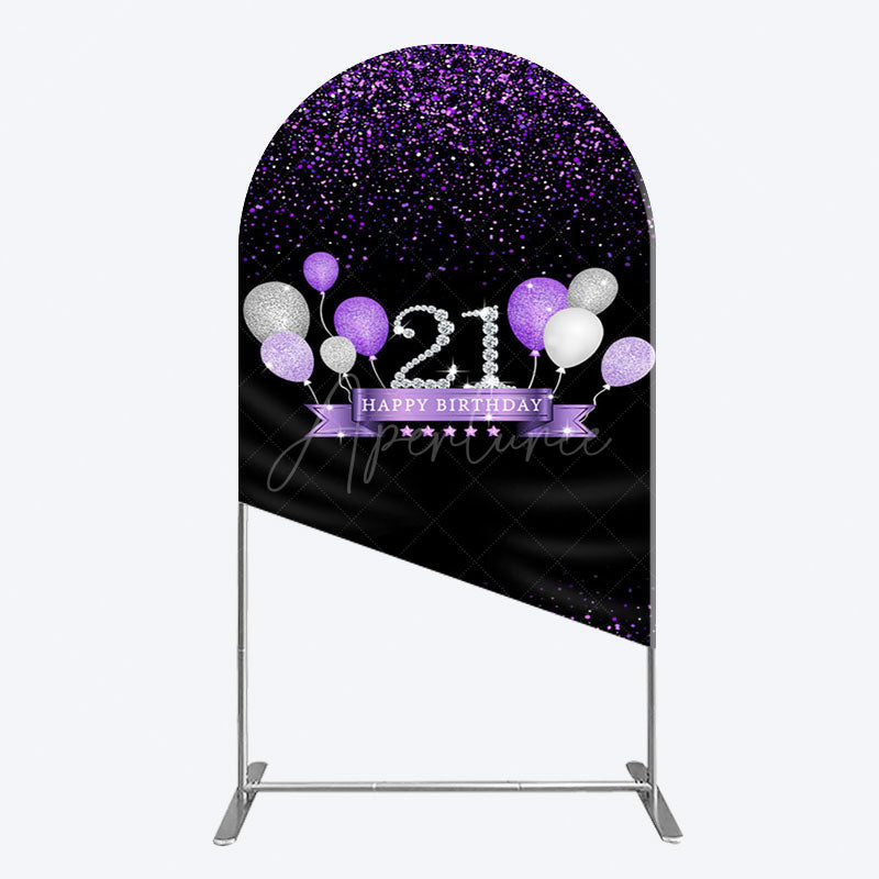Aperturee - Aperturee Purple Black Heel Balloons Birthday Arch Backdrop