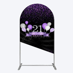 Aperturee - Aperturee Purple Black Heel Balloons Birthday Arch Backdrop