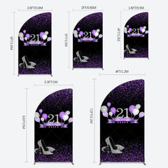 Aperturee - Aperturee Purple Black Heel Balloons Birthday Half Moon Arch Backdrop