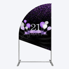Aperturee - Aperturee Purple Black Heel Balloons Birthday Half Moon Arch Backdrop
