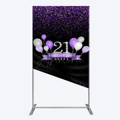 Aperturee - Aperturee Purple Black Heel Balloons Birthday Rectangle Backdrop