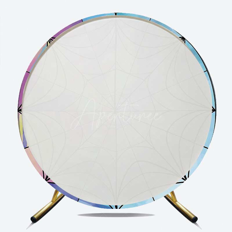 Aperturee Aperturee Purple Blue Spiderweb Girls Birthday Round Backdrop