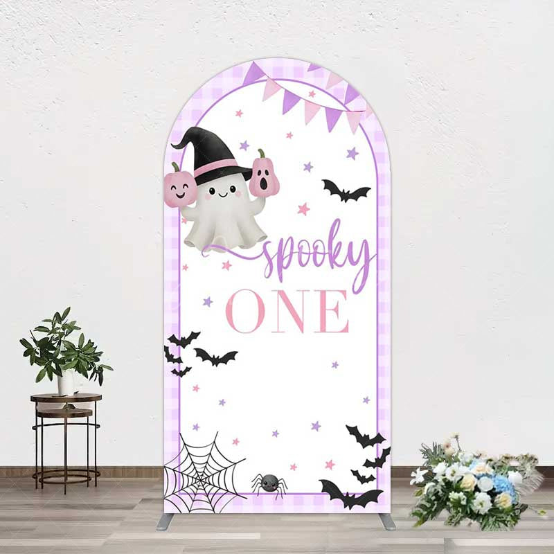 Aperturee Aperturee Purple Boo Spooky One Halloween Birthday Arch Backdrop