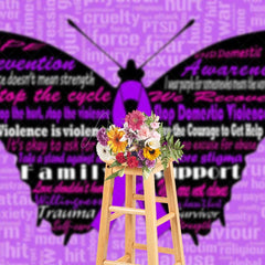 Aperturee - Aperturee Purple Butterfly Stop Domestic Violence Backdrop