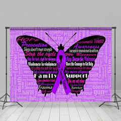 Aperturee - Aperturee Purple Butterfly Stop Domestic Violence Backdrop