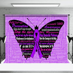 Aperturee - Aperturee Purple Butterfly Stop Domestic Violence Backdrop