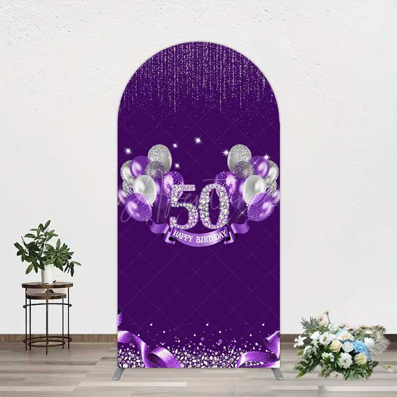 Aperturee Aperturee Purple Diamonds Women Birthday Arch Backdrop
