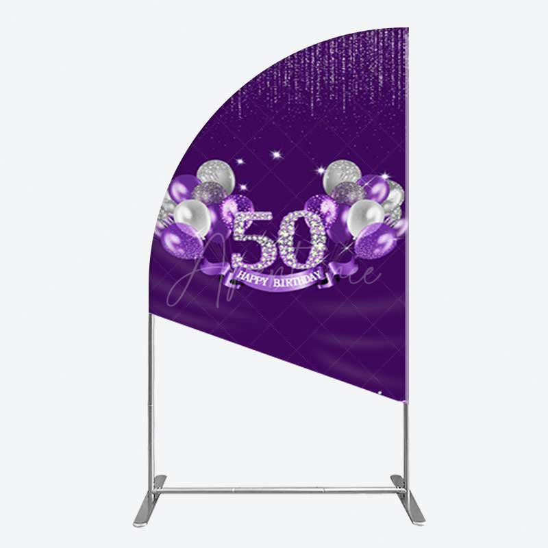 Aperturee Aperturee Purple Diamonds Women Birthday Half Moon Arch Backdrop