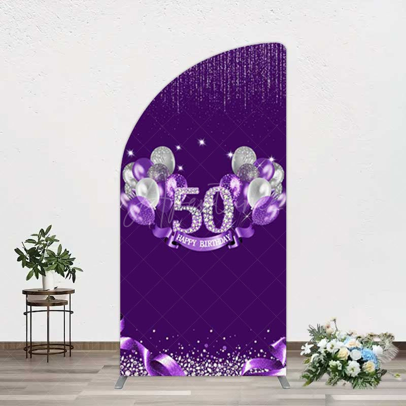 Aperturee Aperturee Purple Diamonds Women Birthday Half Moon Arch Backdrop