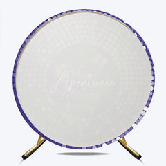 Aperturee - Aperturee Purple Disco Round Backdrop Glittery Sequin Spots Gold Balloons Background Circle Cover for Birthday Party Decoration