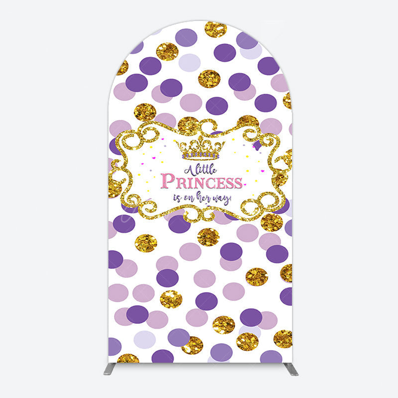 Aperturee - Aperturee Purple Dots Glitter Princess Baby Shower Arch Backdrop
