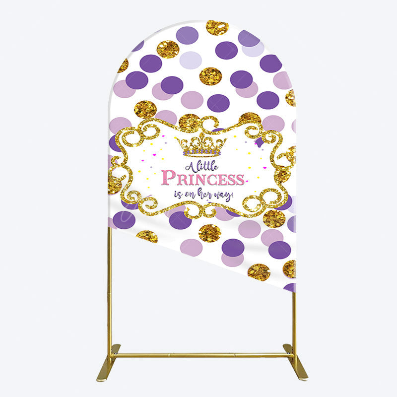 Aperturee - Aperturee Purple Dots Glitter Princess Baby Shower Arch Backdrop
