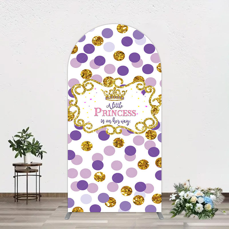 Aperturee - Aperturee Purple Dots Glitter Princess Baby Shower Arch Backdrop