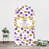 Aperturee - Aperturee Purple Dots Glitter Princess Baby Shower Arch Backdrop