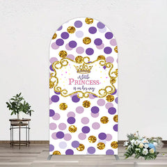 Aperturee - Aperturee Purple Dots Glitter Princess Baby Shower Arch Backdrop