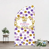 Aperturee - Aperturee Purple Dots Glitter Princess Baby Shower Half Moon Arch Backdrop