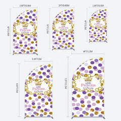 Aperturee - Aperturee Purple Dots Glitter Princess Baby Shower Half Moon Arch Backdrop