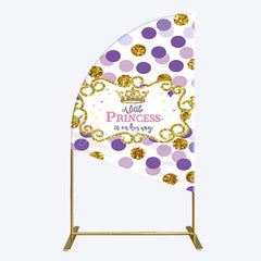 Aperturee - Aperturee Purple Dots Glitter Princess Baby Shower Half Moon Arch Backdrop