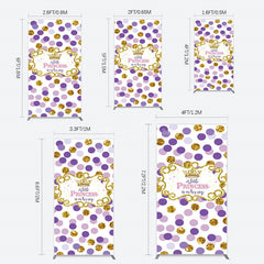 Aperturee - Aperturee Purple Dots Glitter Princess Baby Shower Rectangle Backdrop