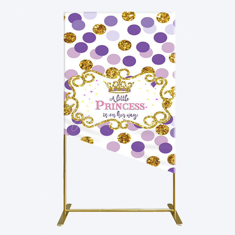 Aperturee - Aperturee Purple Dots Glitter Princess Baby Shower Rectangle Backdrop
