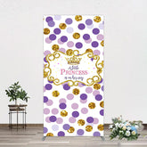 Aperturee - Aperturee Purple Dots Glitter Princess Baby Shower Rectangle Backdrop