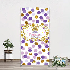 Aperturee - Aperturee Purple Dots Glitter Princess Baby Shower Rectangle Backdrop