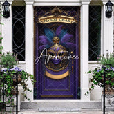 Aperturee - Aperturee Purple Feather Mask Mardi Gras Dance Party Door Cover