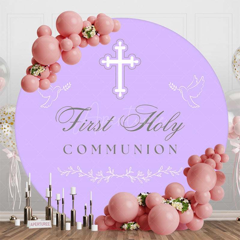 Aperturee - Aperturee Purple First Holy Communion Round Baptism Backdrop