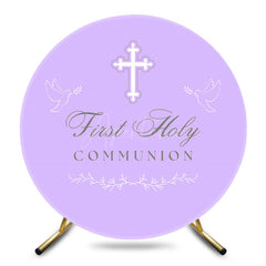 Aperturee - Aperturee Purple First Holy Communion Round Baptism Backdrop