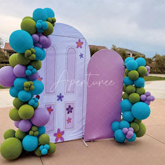 Aperturee - Aperturee Purple Floral Decor Door Birthday Arch Backdrop