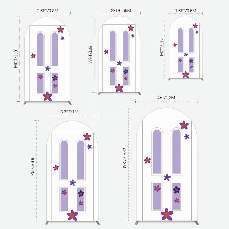 Aperturee Aperturee Purple Floral Decor Door Birthday Arch Backdrop