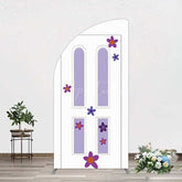 Aperturee Aperturee Purple Floral Decor Door Birthday Half Moon Arch Backdrop