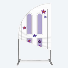 Aperturee Aperturee Purple Floral Decor Door Birthday Half Moon Arch Backdrop