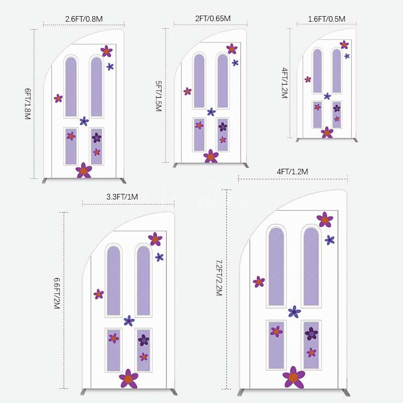 Aperturee Aperturee Purple Floral Decor Door Birthday Half Moon Arch Backdrop