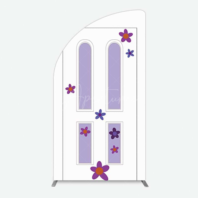 Aperturee Aperturee Purple Floral Decor Door Birthday Half Moon Arch Backdrop