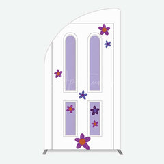 Aperturee Aperturee Purple Floral Decor Door Birthday Half Moon Arch Backdrop
