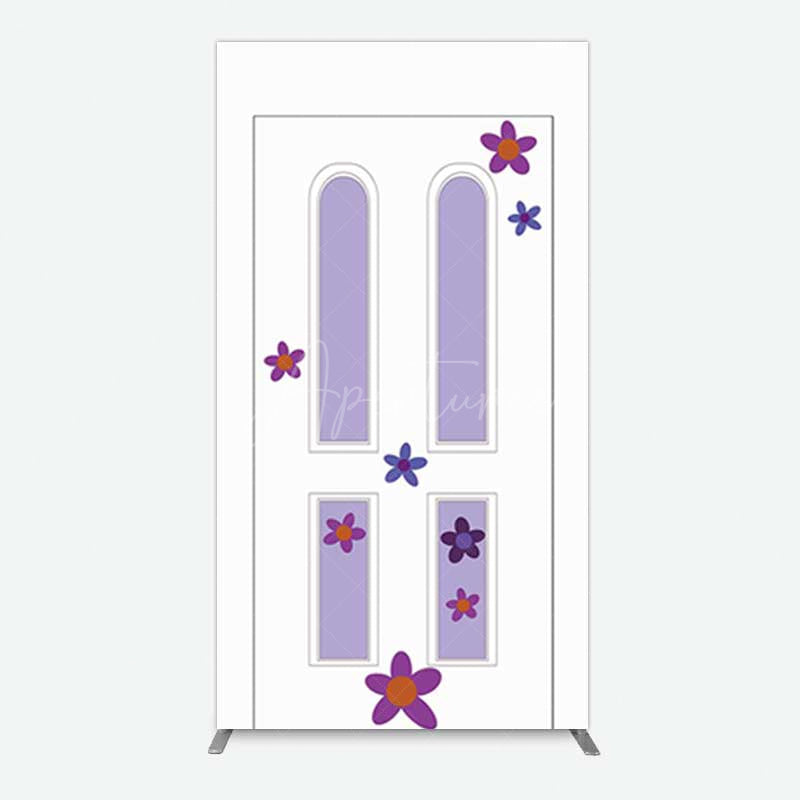 Aperturee Aperturee Purple Floral Decor Door Birthday Rectangle Backdrop