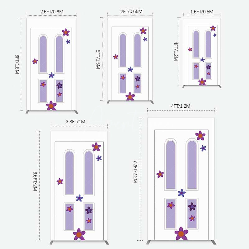 Aperturee Aperturee Purple Floral Decor Door Birthday Rectangle Backdrop