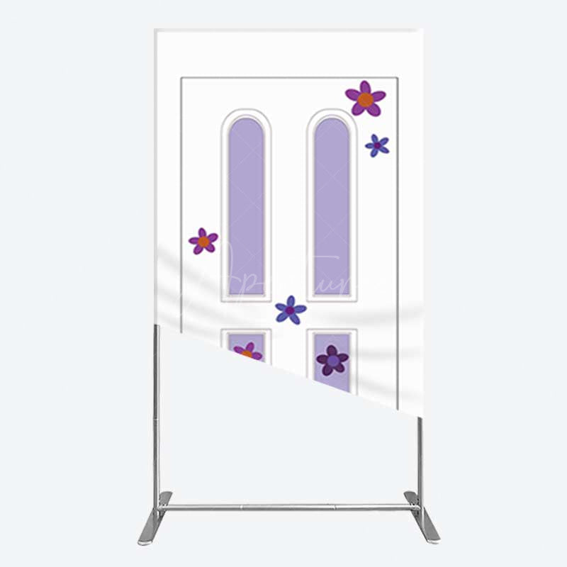 Aperturee Aperturee Purple Floral Decor Door Birthday Rectangle Backdrop