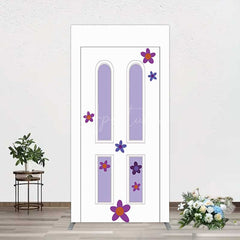 Aperturee Aperturee Purple Floral Decor Door Birthday Rectangle Backdrop