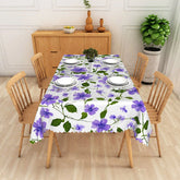 Aperturee - Aperturee Purple Floral Vine Rectangle Tablecloth Spring Garden Blossom Table Cover Elegant Flower Pattern Decor