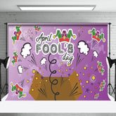 Aperturee - Aperturee Purple Funny Crown Box Happy April Fools Day Backdrop