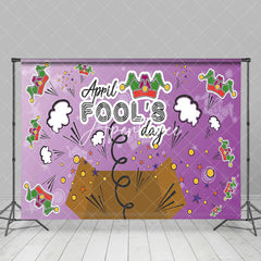 Aperturee - Aperturee Purple Funny Crown Box Happy April Fools Day Backdrop