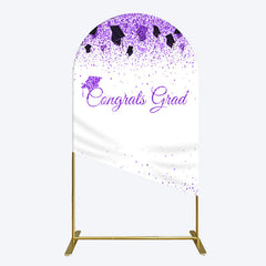 Aperturee - Aperturee Purple Glitter Bachelor Map Congrats Grad Arch Backdrop