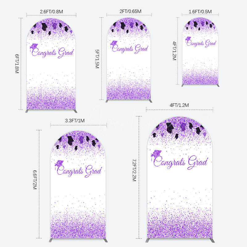 Aperturee - Aperturee Purple Glitter Bachelor Map Congrats Grad Arch Backdrop