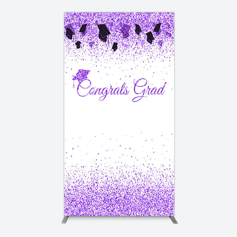 Aperturee - Aperturee Purple Glitter Bachelor Map Congrats Grad Rectangle Backdrop