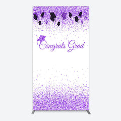 Aperturee - Aperturee Purple Glitter Bachelor Map Congrats Grad Rectangle Backdrop